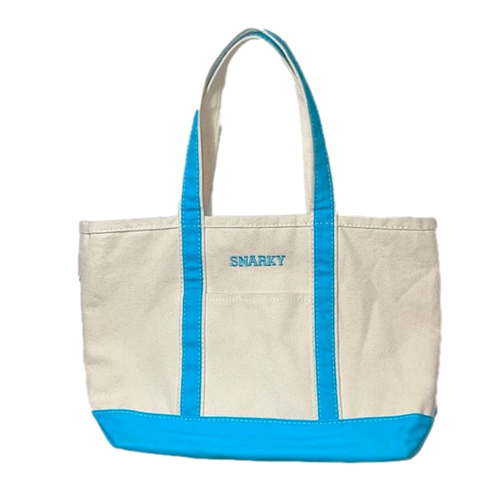 CB Station “Snarky” Canvas Boat Tote Zip Top 100% Cotton Embroidered Handbag ECO